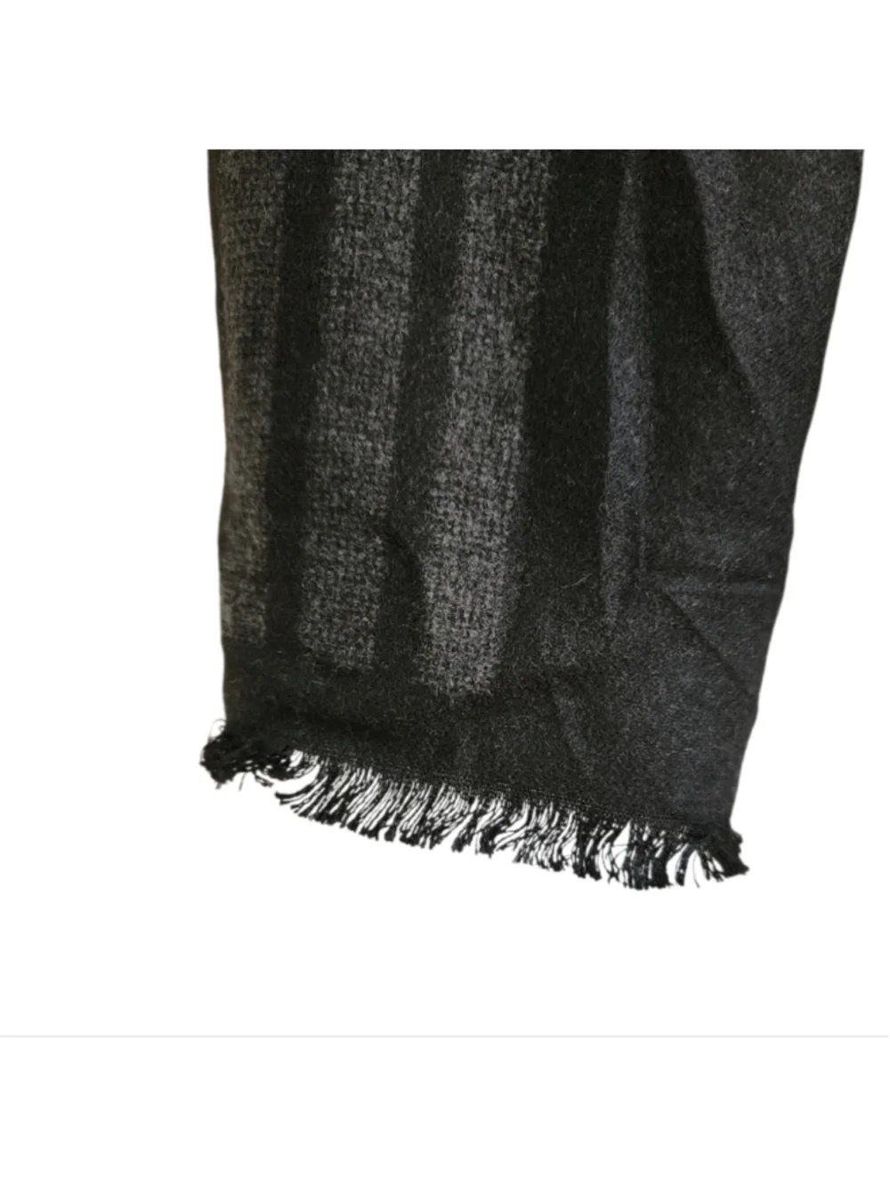 Cashmere Gray & Black Plaid Fringed Scarf Men's